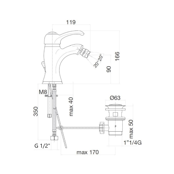 Смеситель для биде Webert Aurora AU840102017 латунь хром/золото