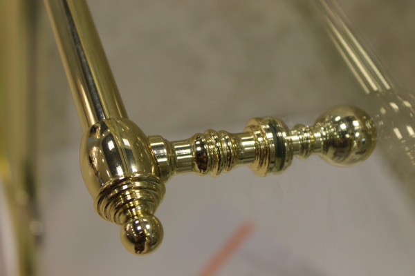 Душевая дверь Cezares Retro RETRO-A-B-1-90-CP-G-R 90 см стекла с узором прозрачные, профиль золото