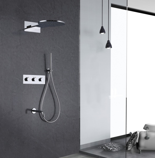 Душевая система со смесителем Abber Kreis AF8150 монтаж встраиваемая в стену без термостата хром