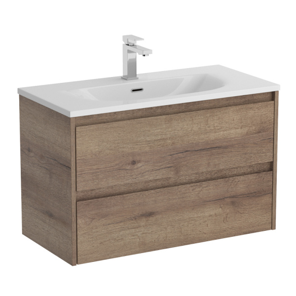 Тумба под раковину подвесная BelBagno Kraft 39-800/390-2C-SO-RT 80 см  2 ящика цвет Rovere Tabacco 