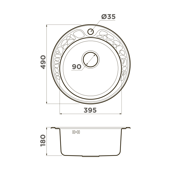 Кухонная мойка круглая Omoikiri Tovada 4993006 встраиваемая сверху сталь