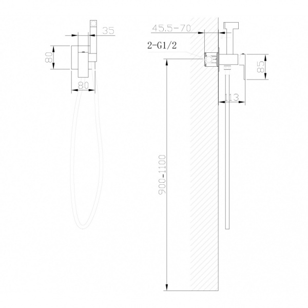 Гигиенический душ Abber Daheim AF8226W встраиваемый в стену белый матовый