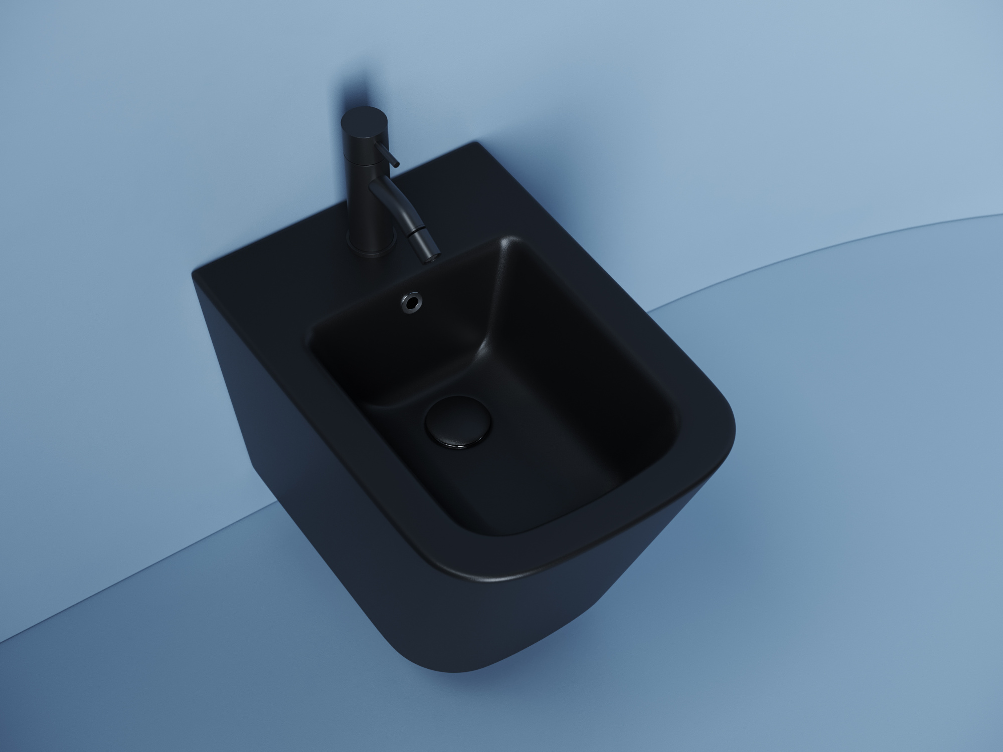 Биде подвесное Ceramica Nova Union CN4010MB фарфор, цвет черный матовый