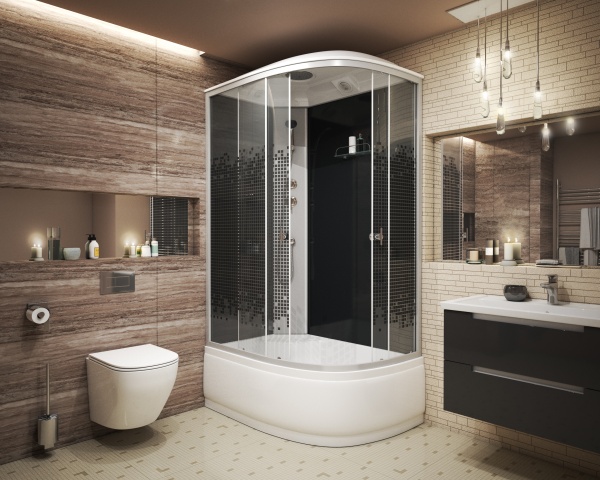 Душевая кабина с крышей Niagara Eco NG-7510-14L асимметричная  120x80 стекла прозрачные с узором, профиль матовый хром