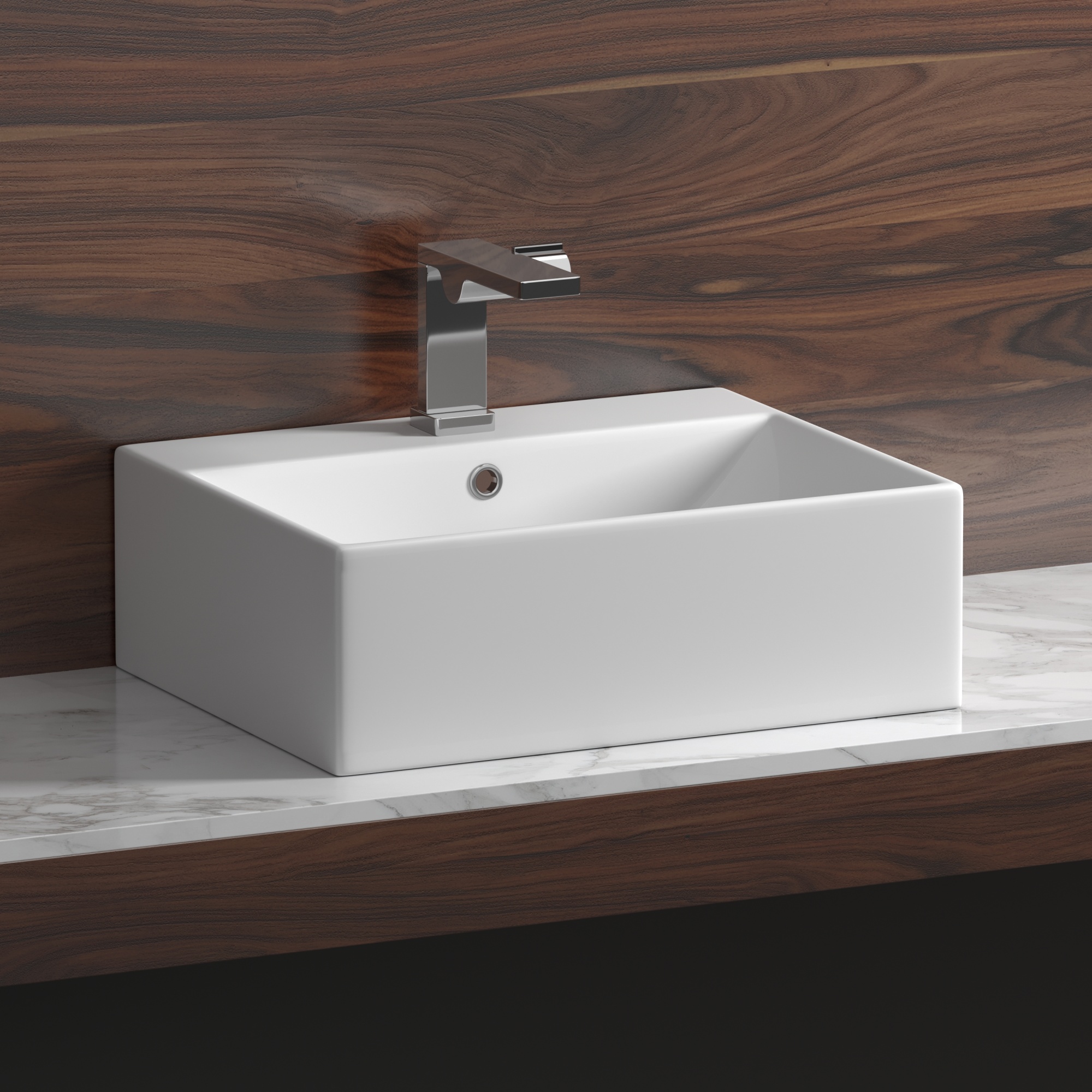 Раковина накладная прямоугольная Ceramica Nova Element CN6040 фарфор цвет белый