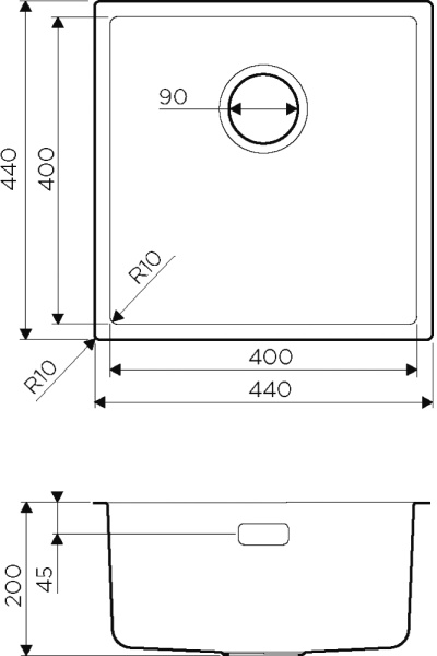 Кухонная мойка квадратная  Omoikiri Tadzava 4993801 интегрированная встраиваемая снизу встраиваемая сверху сталь