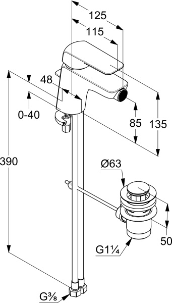 Смеситель для биде Kludi Ameo 412160575 латунь хром