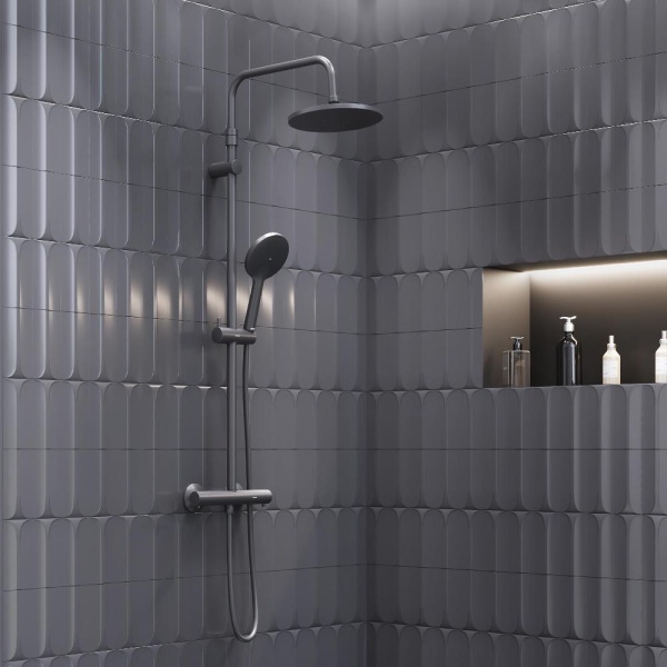 Душевая система со смесителем Damixa Jupiter 977800300 монтаж настенная с термостатом черный