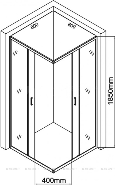 Душевой угол Aquanet  SE-800S квадратная  80x80 стекла прозрачные, профиль хром