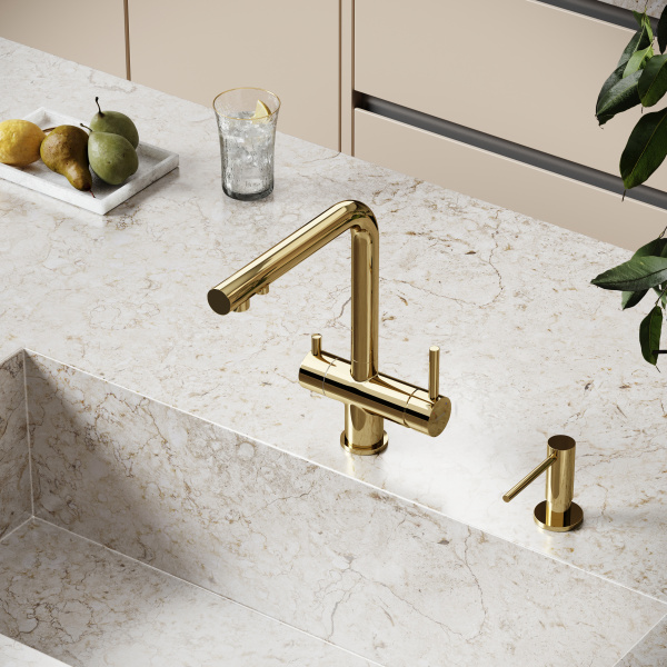 Смеситель для кухни Sancos Foster SC4014ZG с подключением к фильтру полированное золото