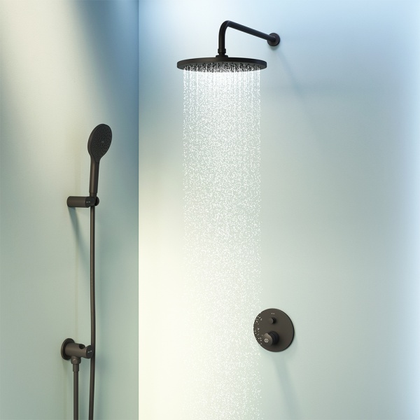 Душевая система со смесителем Am.Pm X-Joy FP85A1RH22 монтаж встраиваемая в стену без термостата черный