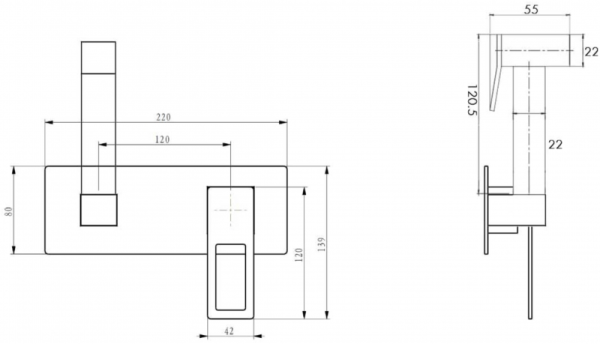 Гигиенический душ Boheme Q 147-BB встраиваемый в стену 