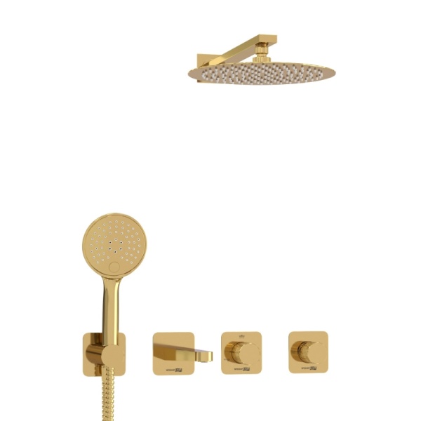 Душевая система со смесителем Wasserkraft Ems 7600 A7651.304.305.183.208.280.197.207 монтаж встраиваемая в стену без термостата золото