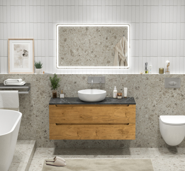 Тумба под раковину/столешницу подвесная BelBagno Etna ETNA-1200-2C-SO-RN-P 120 см  2 ящика цвет Rovere Nature 