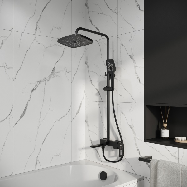 Душевая система со смесителем Grossman Pragma 500.K35.03.210 монтаж настенная без термостата черный матовый