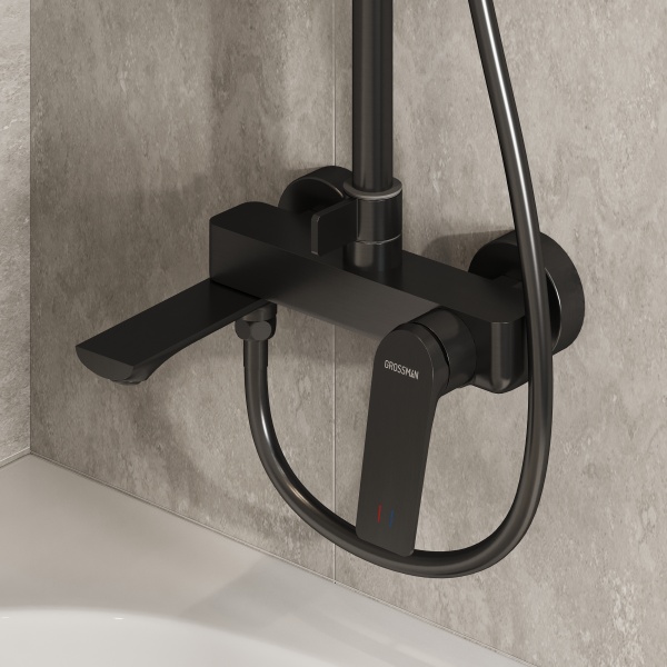 Душевая система со смесителем Grossman Galaxy 500.K35.01.420 монтаж настенная без термостата графит