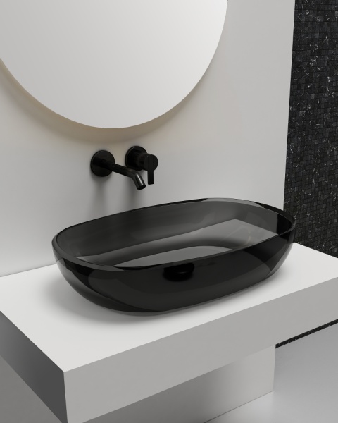 Раковина  овальная Abber Kristall AT2805Onyx полиэфирная смола цвет черный