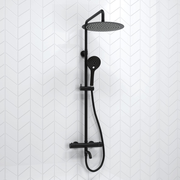 Душевая система со смесителем Wasserkraft  A288.160.078.BM Thermo монтаж настенная с термостатом черный