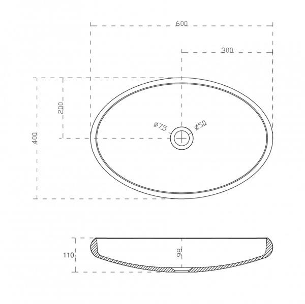 Раковина  овальная Abber STEIN AS2614 искусственный камень цвет белый матовый