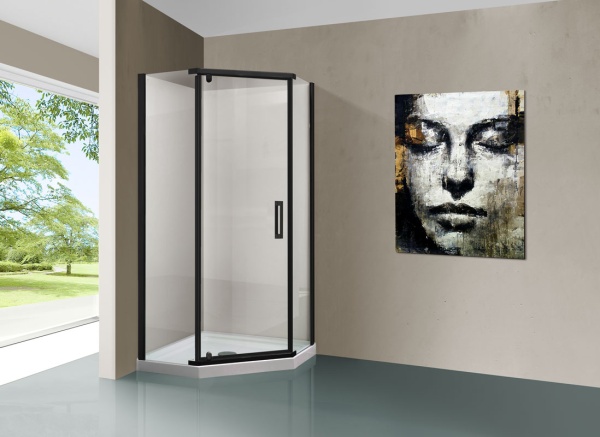 Душевой угол Vincea Stresa VSP-1S900CLB пятиугольная 90x90 стекла прозрачные, профиль черный