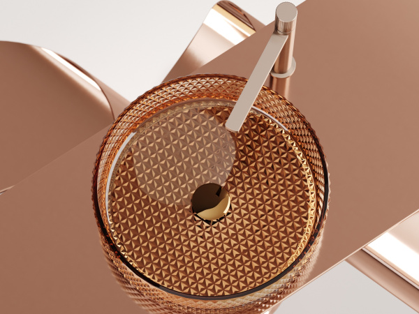 Раковина накладная круглая Ceramica Nova Cristal CN6058 стекло цвет бежевый