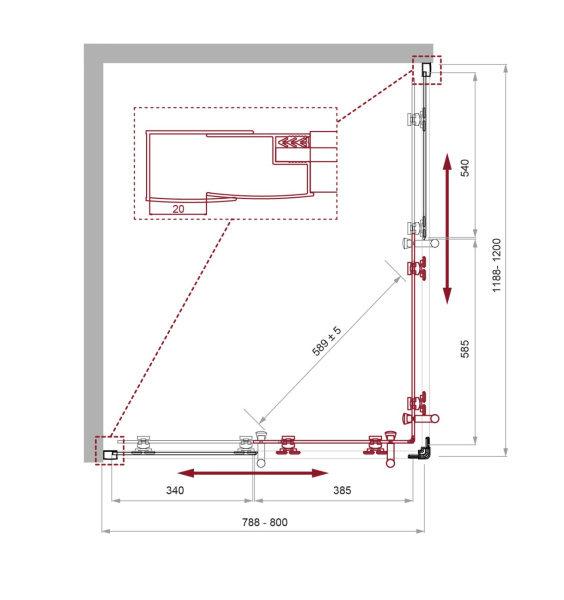 Душевой угол BelBagno Uno UNO-195-AH-2-120/80-C-Cr прямоугольный 120x80 стекла прозрачные, профиль хром