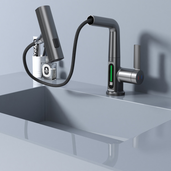 Смеситель для раковины Black&White Universe SD3027GM оружейная сталь