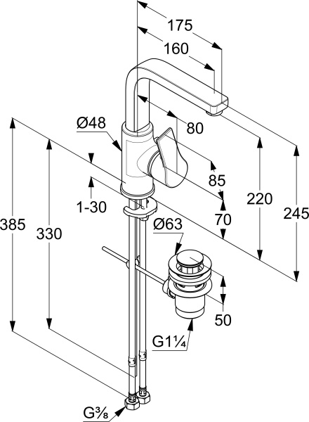Смеситель для раковины Kludi Zenta SL 480270565 хром