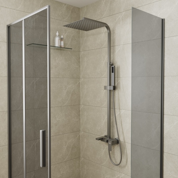 Душевая система со смесителем D&K Bayern.Liszt DA1513706A04 монтаж настенная без термостата серый графит