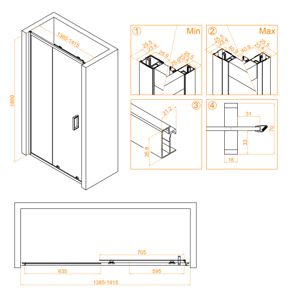 Душевая дверь RGW Classic CL-14 32091414-11 140 см стекла прозрачные, профиль хром