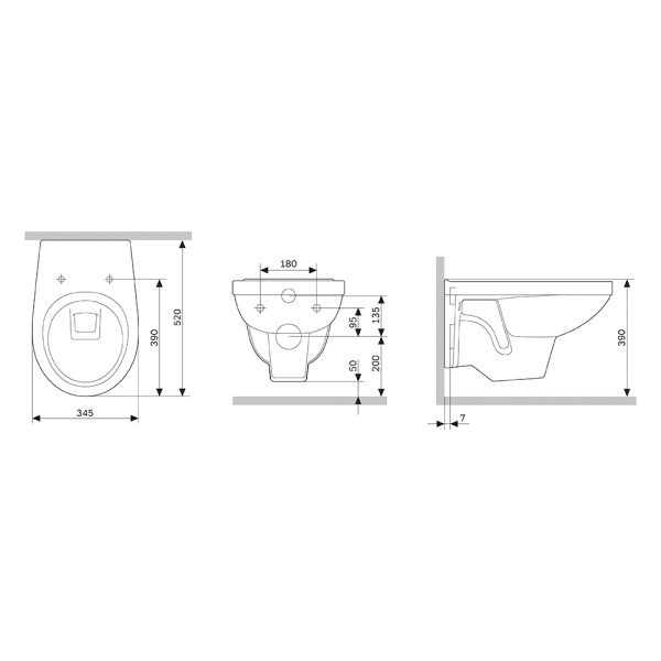 Унитаз подвесной Damixa Jupiter DX77C1738SC Rimless фарфор белый