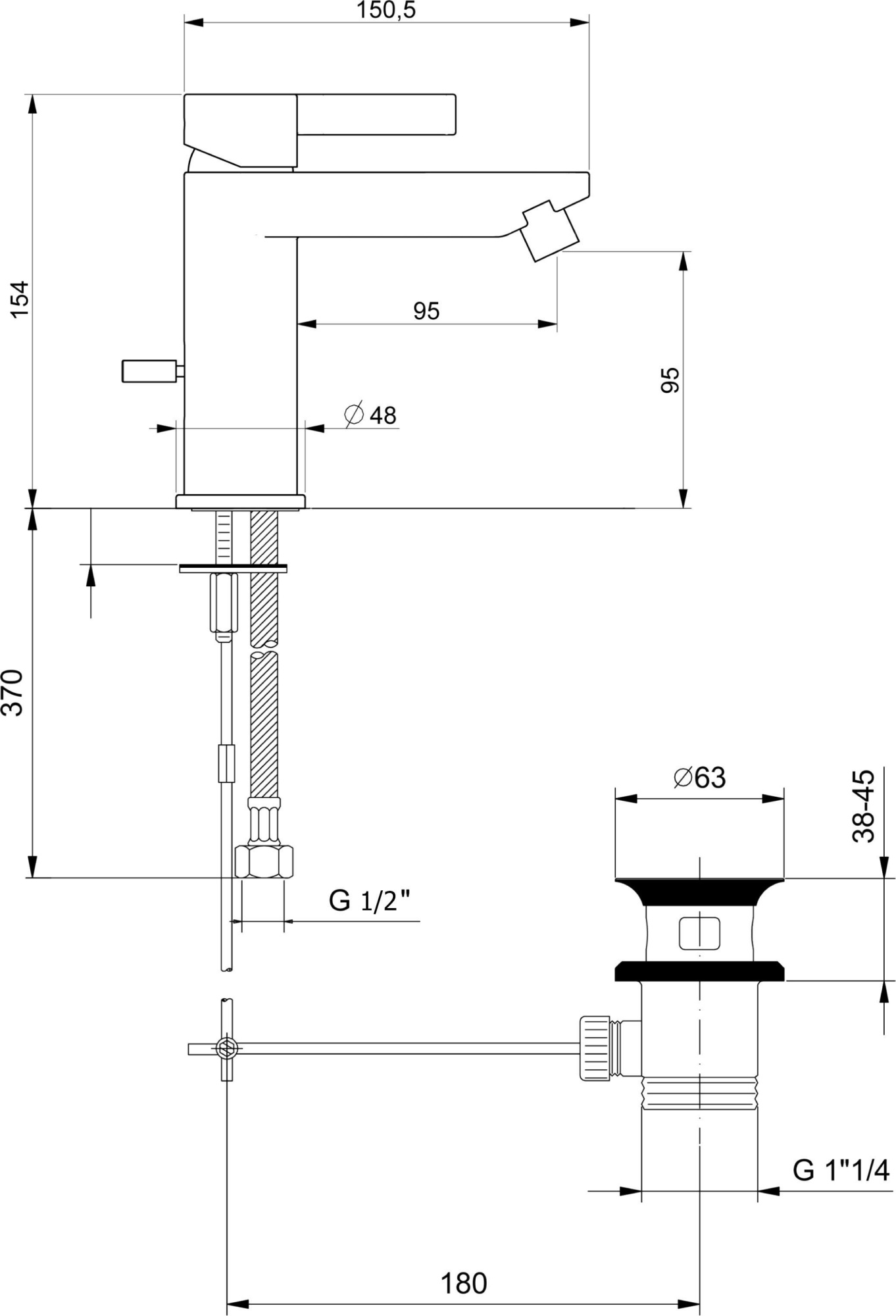 Смеситель для биде Webert DoReMi DR840102015 латунь хром