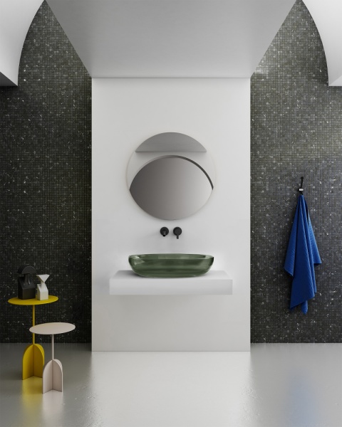 Раковина  овальная Abber Kristall AT2801Vesuvian полиэфирная смола цвет оливковый