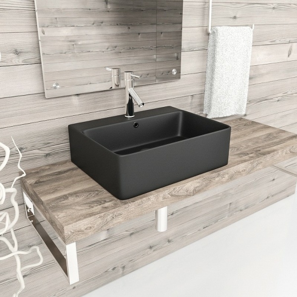 Раковина  прямоугольная Esbano CIRCON-52 ESRNCIRC52MB фаянс цвет черный матовый