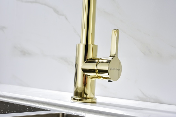 Смеситель для кухни Paulmark Halt Ha214021-G без подключения к фильтру золото