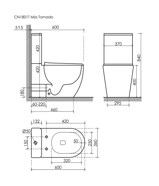 Чаша напольного унитаза Ceramica Nova Mia CN1801T-B цвет белый