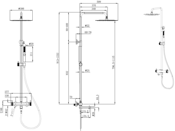 Душевая система со смесителем Allen Brau Priority 5.31A10-BN монтаж настенная без термостата брашированный никель