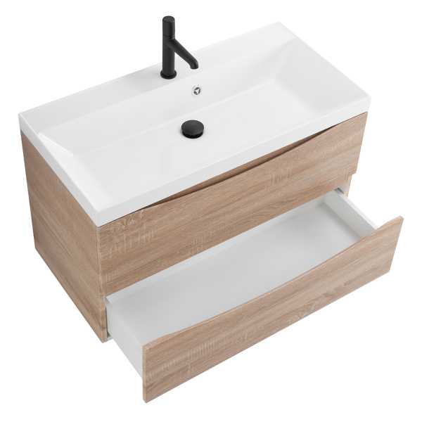 Тумба под раковину подвесная BelBagno Marino MARINO-900-2C-SO-WO-P 90 см  2 ящика цвет Rovere Bianco 