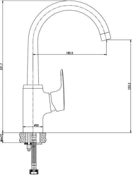 Смеситель для кухни Aquanet Magic AF410-41C без подключения к фильтру хром