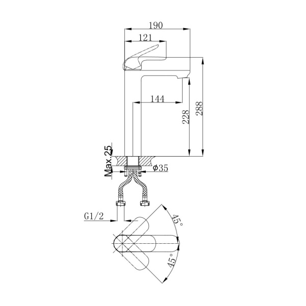 Смеситель для раковины D&amp;K Venice.Gondola DA1022081 хром