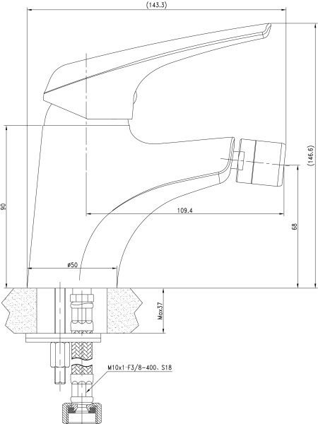 Смеситель для биде Aquanet Conte SD91384 латунь 
