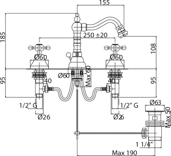 Смеситель для биде Cezares Golf GOLF-BBS2-01 латунь 