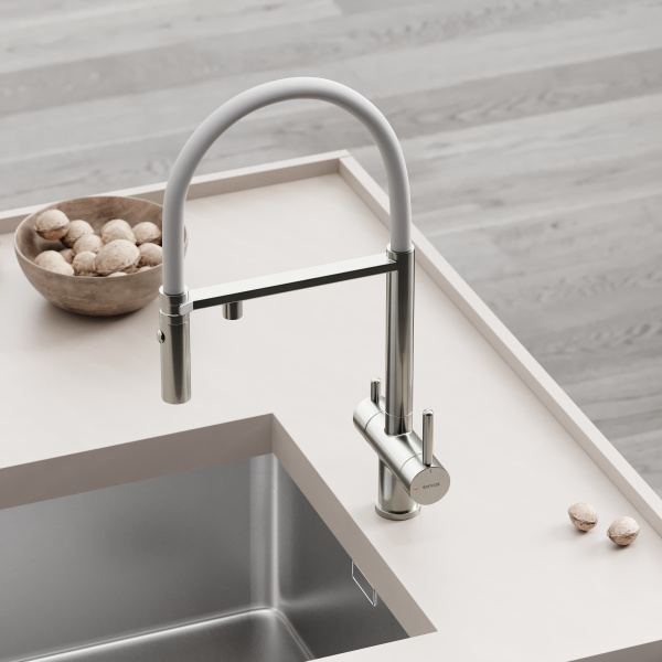 Смеситель для кухни Sancos Imola SC4010BNwh с подключением к фильтру брашированный никель