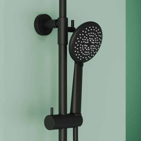 Душевая система со смесителем Sancos Game SC3002MB монтаж настенная с термостатом черный матовый