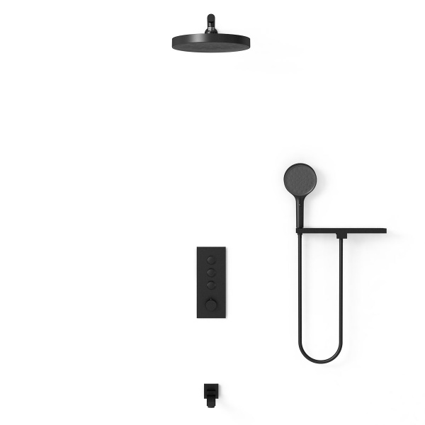 Душевая система со смесителем Vincea Inspire VSFW-433TI2RMB монтаж встраиваемая в стену с термостатом матовый черный