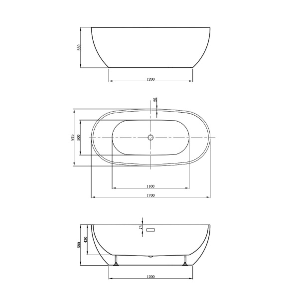 Акриловая ванна Vincea  VBT-408-1700 170x80