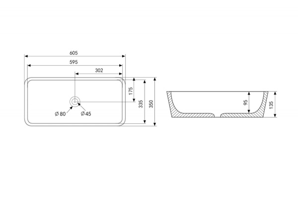 Раковина накладная прямоугольная Abber Rechteck AC2204MBG фаянс цвет зеленый матовый