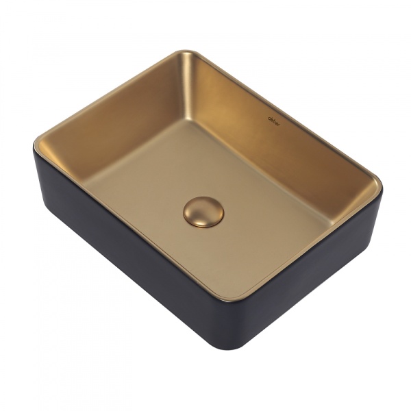 Раковина  прямоугольная Abber Rechteck AC2212BG фаянс цвет золото матовое-черный