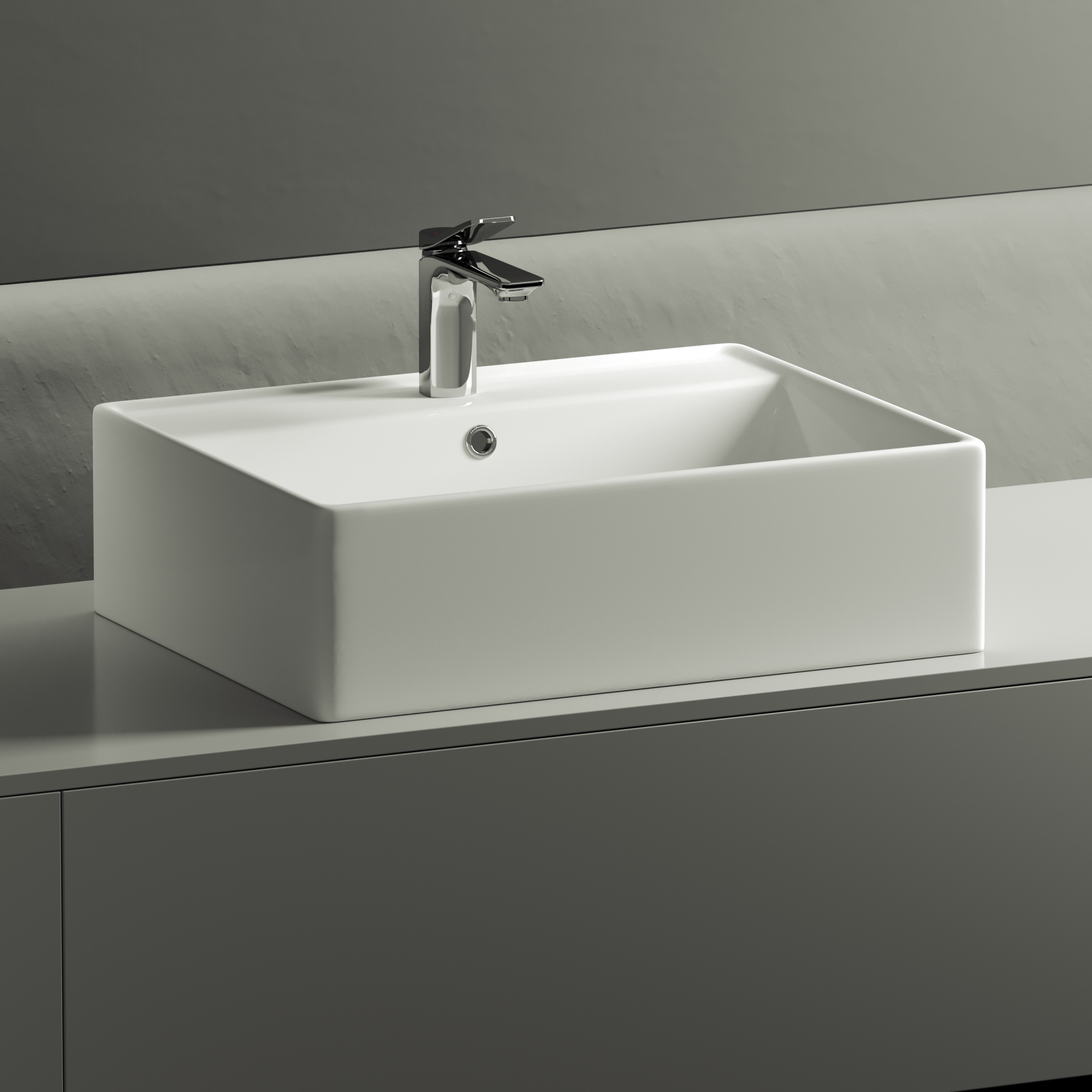 Раковина накладная прямоугольная Ceramica Nova Element CN6046 фарфор цвет белый