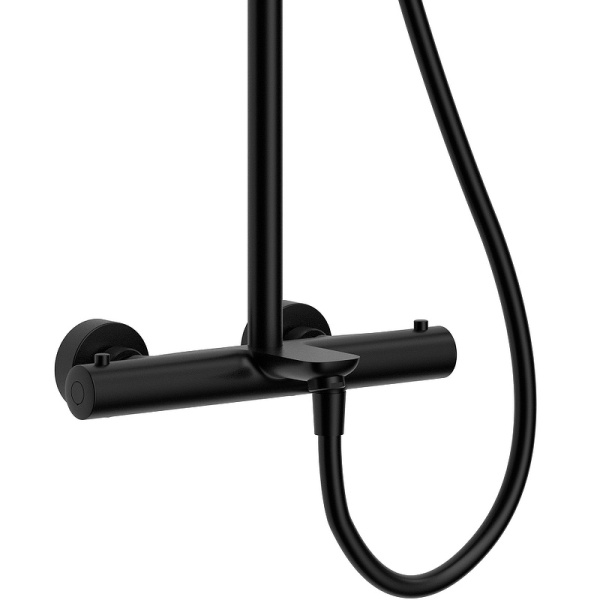 Душевая система со смесителем Raiber Graceful RPB-007 монтаж настенная с термостатом черный матовый